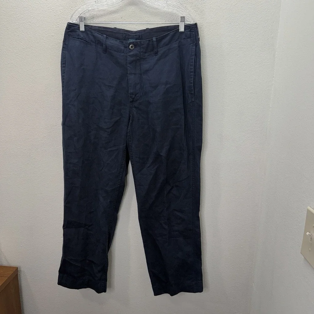 Vintage Lauren Ralph Lauren Dress Pants Mens 36x30 Navy Blue Linen Trousers